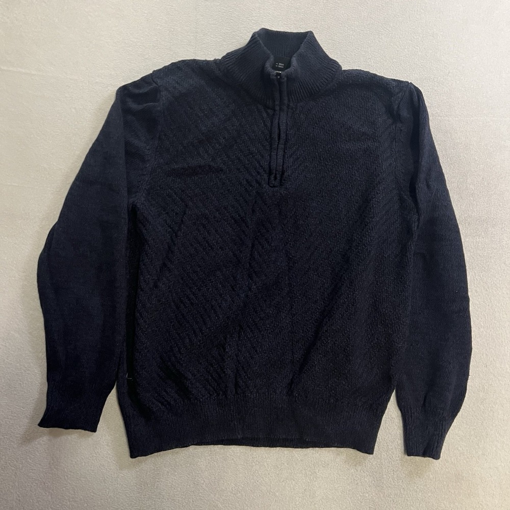 Calvin Klein Sweater Men's Size XL Blue Knit Long Sleeve Pullover 1/4 Zip